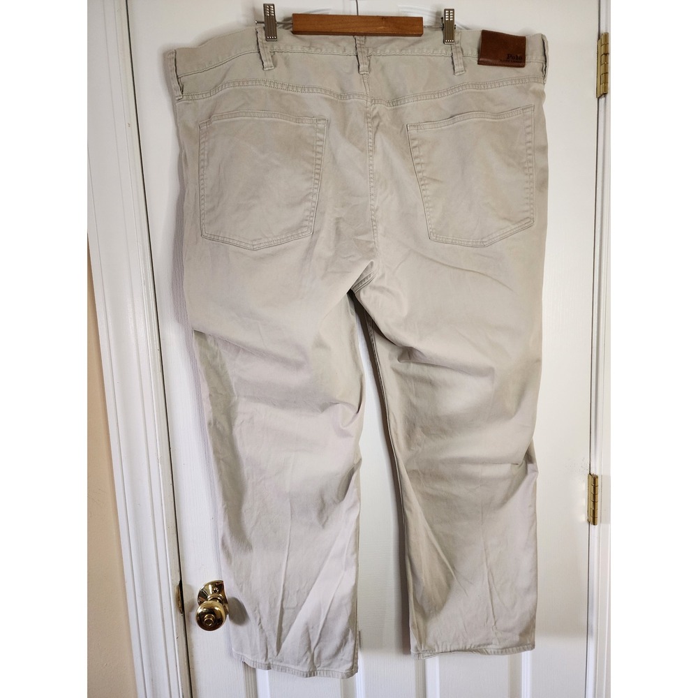 Polo Ralph Lauren Mens 48x30 Khaki Tan Straight Leg Stretch Cotton Pants Chinos - Picture 2 of 11